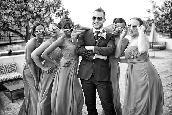 Groom and Bridesmades
