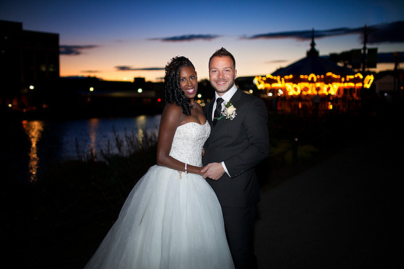 Wedding couple sunset portrait